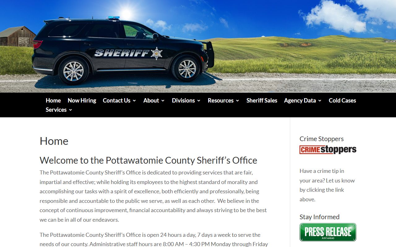 Pottawatomie County arrest records Sheriff's Office homepage