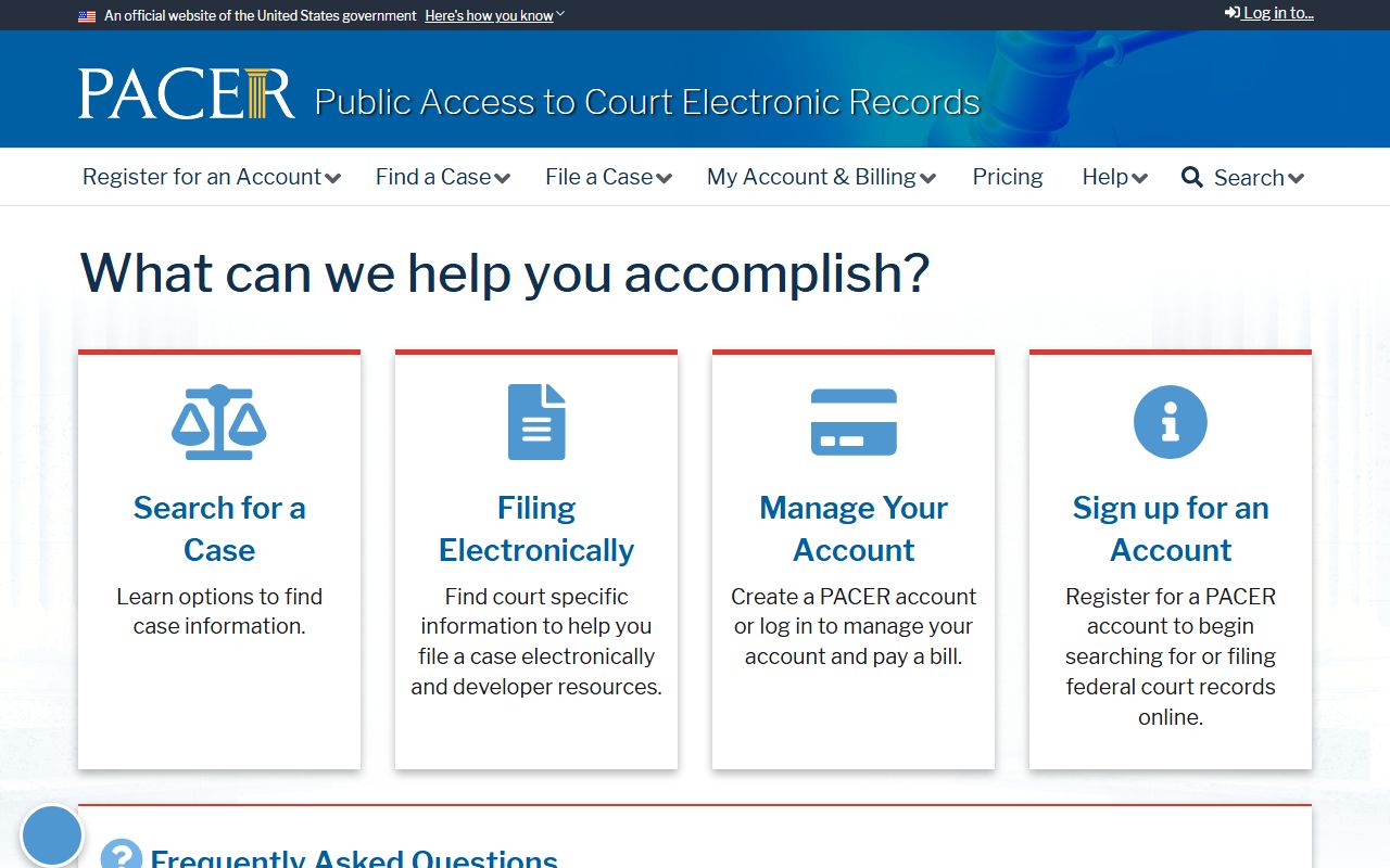 Pottawatomie County court dockets PACER federal access portal