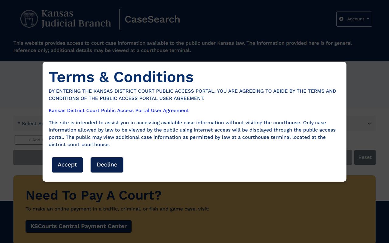 Pottawatomie County court records Kansas CaseSearch portal