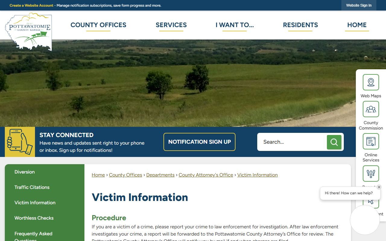 Pottawatomie County criminal court records victim information page