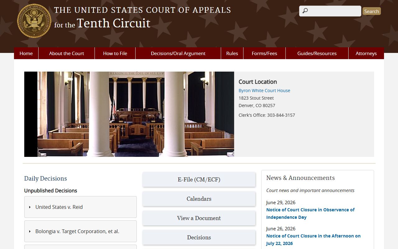 Pottawatomie County District Court Tenth Circuit federal appeals context
