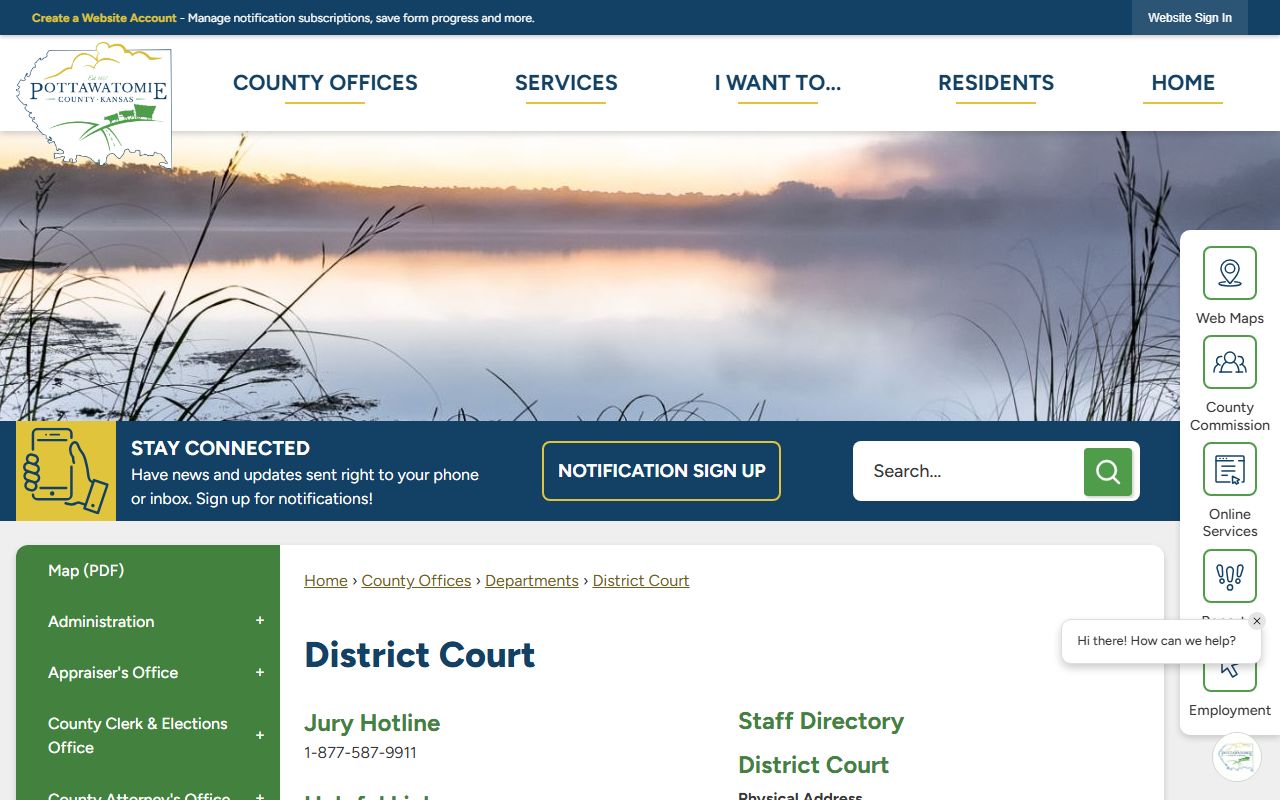 Pottawatomie County court records District Court page
