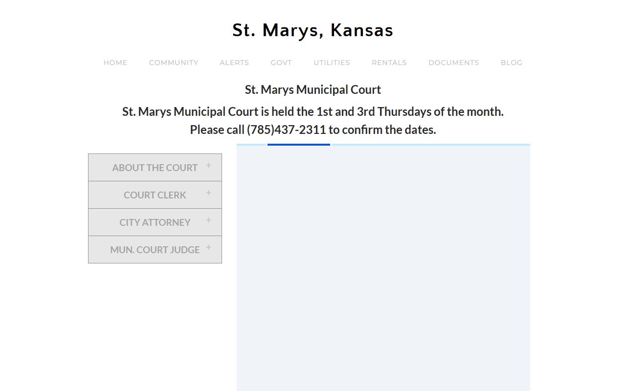 Pottawatomie County traffic court records St. Marys Municipal Court page