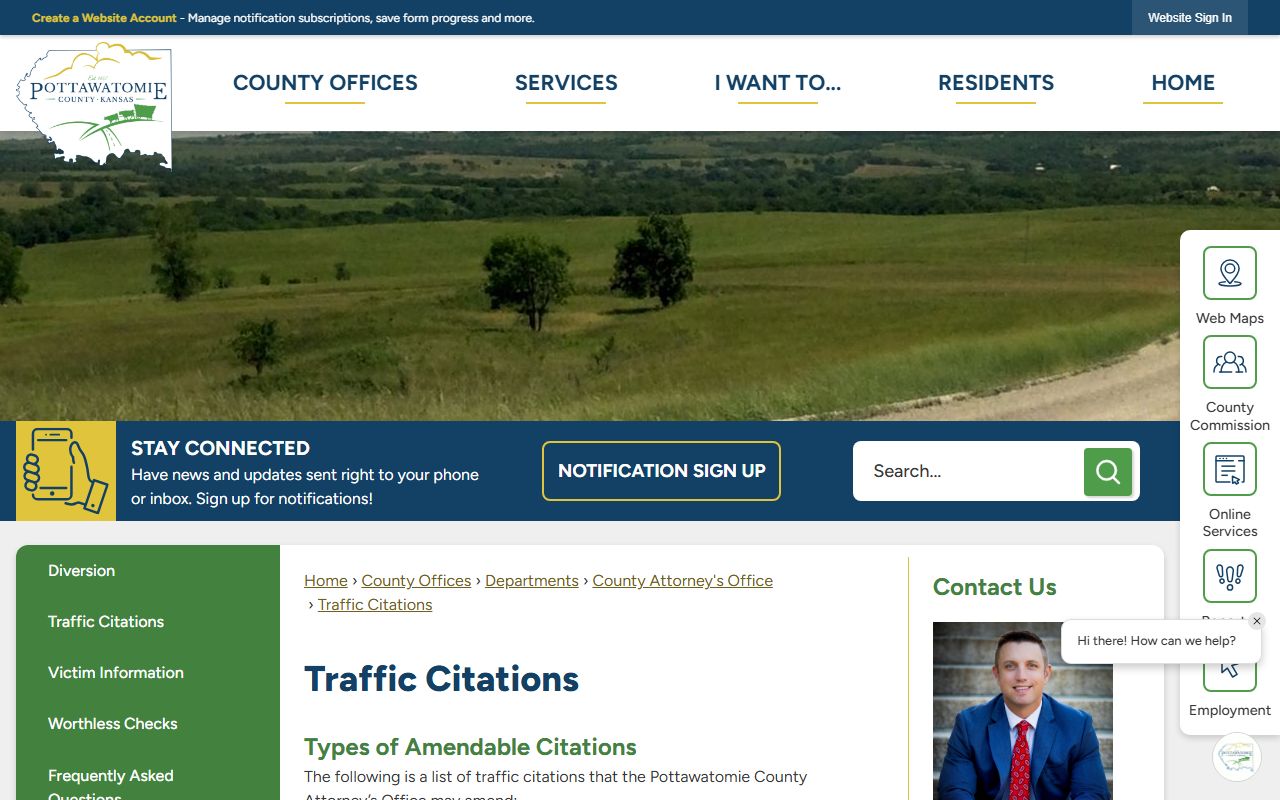 Pottawatomie County traffic court records County Attorney traffic citations page
