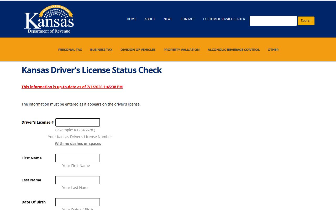 Pottawatomie County traffic court records Kansas driver license status check