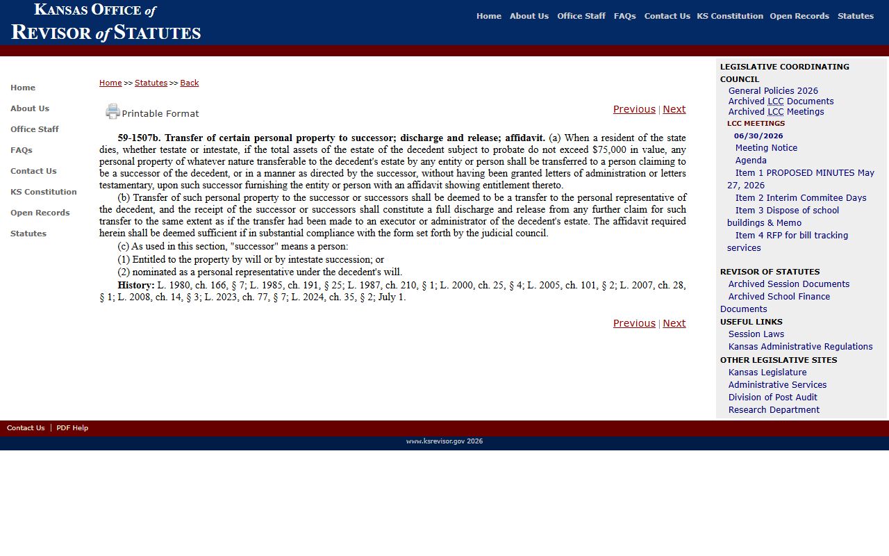 Pottawatomie County warrant records Kansas statute reference